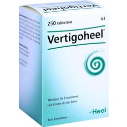 Eine Schachtel mit 250 Vertigoheel-Tabletten von Heel zur Einnahme bei Schwindel.