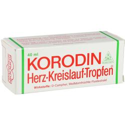 Eine Verpackung für Korodin Herz-Kreislauf-Tropfen mit 40 ml Inhalt.