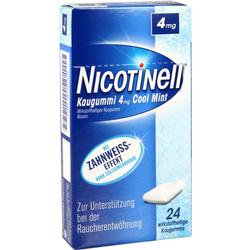 Packung Nicotinell Kaugummi mit Cool Mint für Raucherentwöhnung.